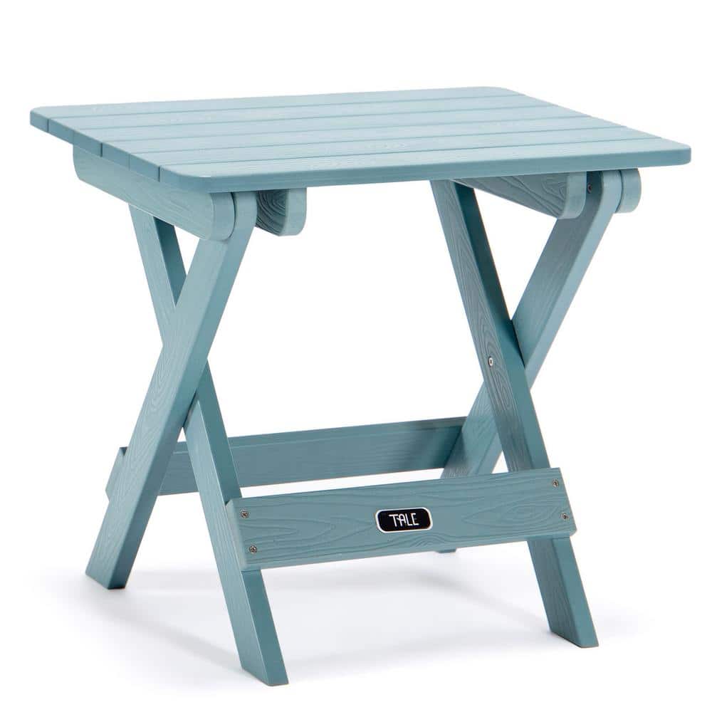 Portable Blue Folding Side Table Square Plastic Wood Table Is Perfect For O