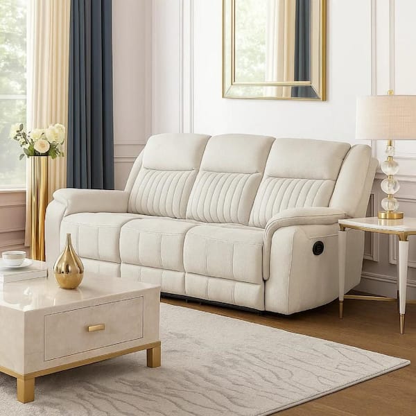Benjara Lenny 38 in. Flared Arm Fabric Rectangle Sectional Sofa in