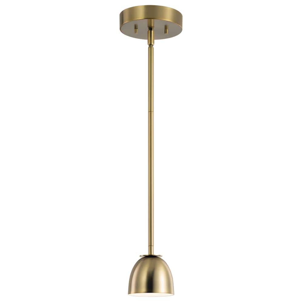 Brushed Natural Brass Mini LED Pendant with Frosted Acrylic Bowl