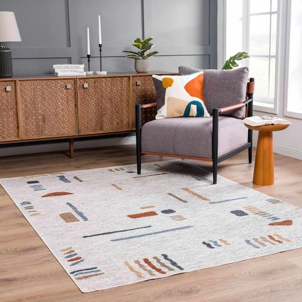 Arnon Medium Gray/Gray/Navy 5 ft. x 7 ft. Area Rug