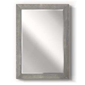 29 in. W x 41 in. H Framed Rectangle Beveled Edge Wood Mirror in Grey