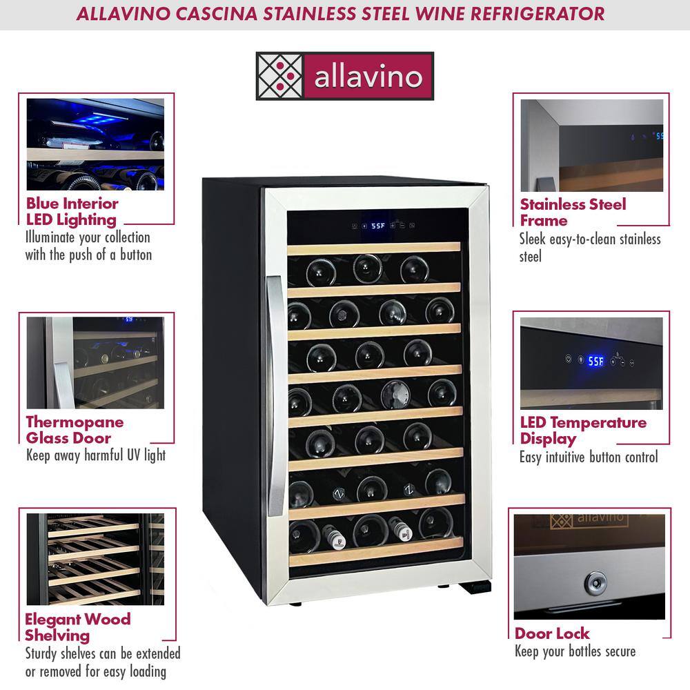 Stainless Steel Single Zone 50 Bottle Wine Refrigerator