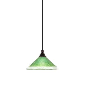 Sparta 100-Watt 1 Light Black Copper Shaded Pendant, Mini Pendant Light with Kiwi Crystal Shade No Bulb Included