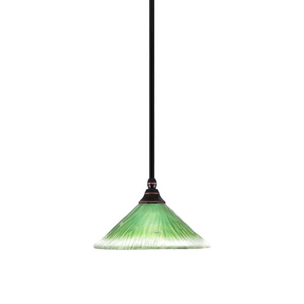 Unbranded Sparta 100-Watt 1 Light Black Copper Shaded Pendant, Mini Pendant Light with Kiwi Crystal Shade No Bulb Included