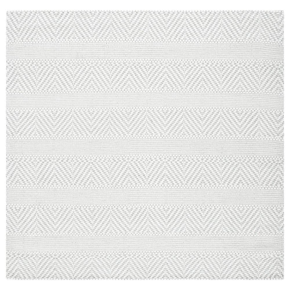 Ivory Flat Woven Square Wool and Synthetic Area Rug