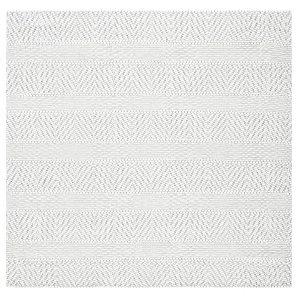 Marbella Ivory 7 ft. x 7 ft. Chevron Striped Square Area Rug