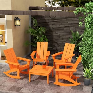 Shoreside Orange Modern 17 in. Tall Square HDPE Plastic Outdoor Patio Conversation Coffee Table