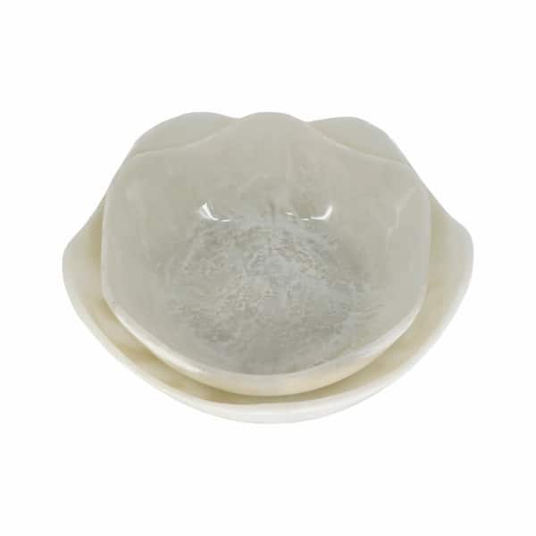 Liv & Skye White Resin Coastal Wavy Edged Decorative Bowl (Set of 2)