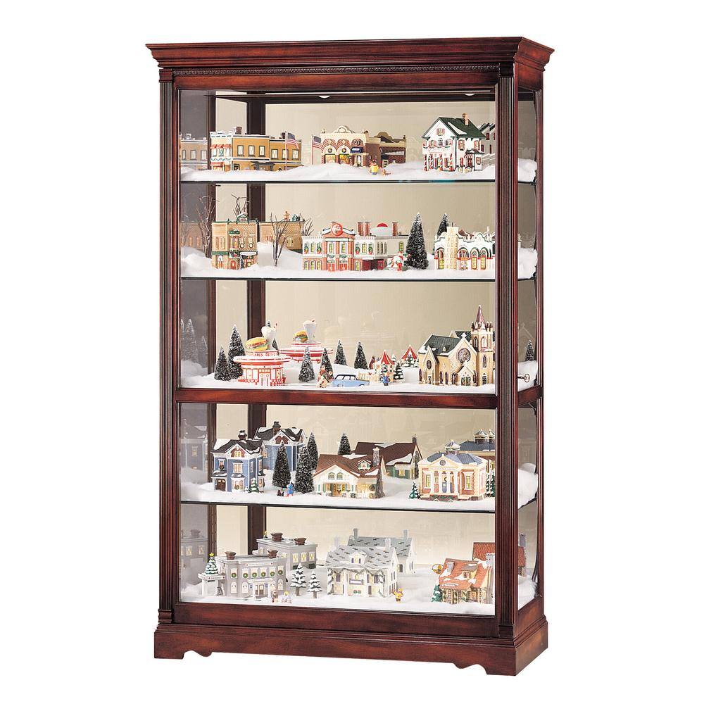 Windsor Cherry Lighted Traditional Curio Cabinet