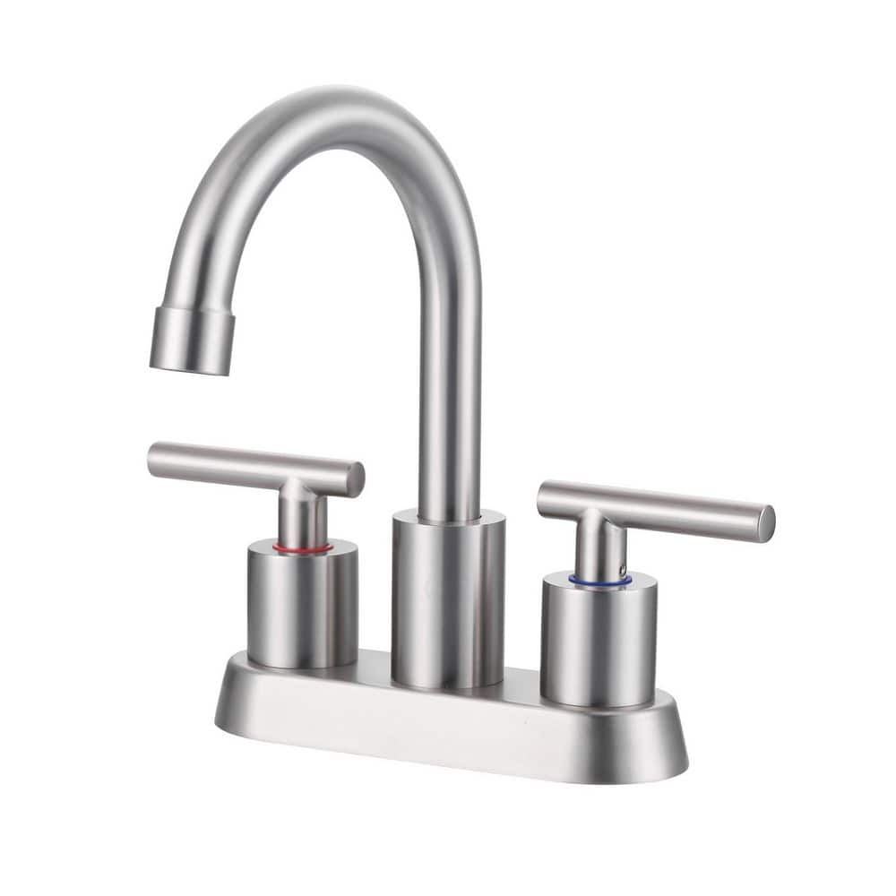 4 in. Centerset Modern Double-Handle Bathroom Sink Faucet, Basin Faucet with Pop-Up Drain in Brushed Nickel price history on PriceWatchPro