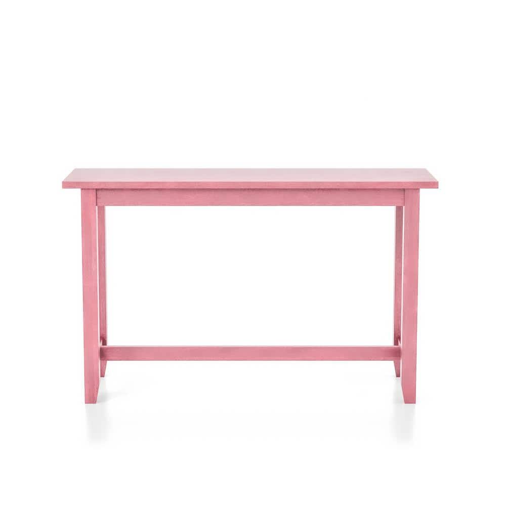 Furniture of America Keily Antique Pink Rustic Counter Table Wood with Antique Pink Wood Trestle Base 64 in L x 36 in H IDF 3474PK PT