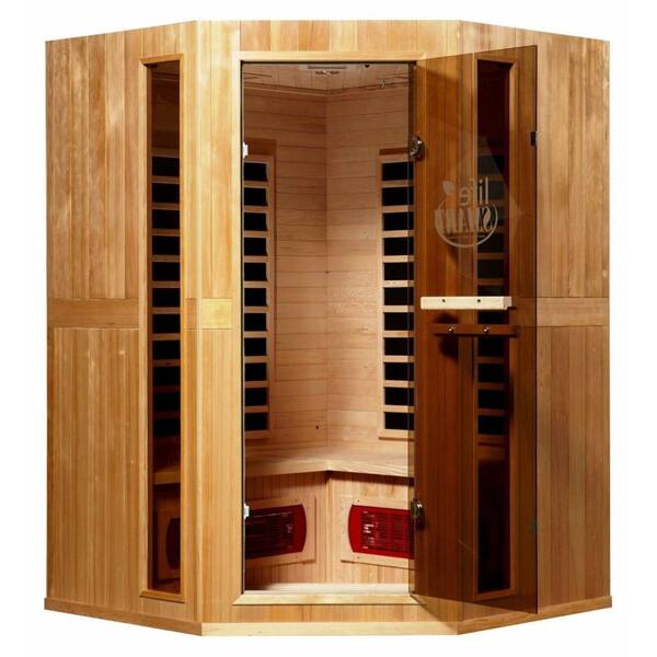 Lifesmart Signature InfraColor 3 Person Corner Sauna with 5 Carbon and 2 Ceramic Heaters with Mp3 and Chromo Therapy-DISCONTINUED