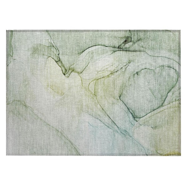 HomeRoots Green 2 ft. x 3 ft. Abstract Indoor/Outdoor Area Rug