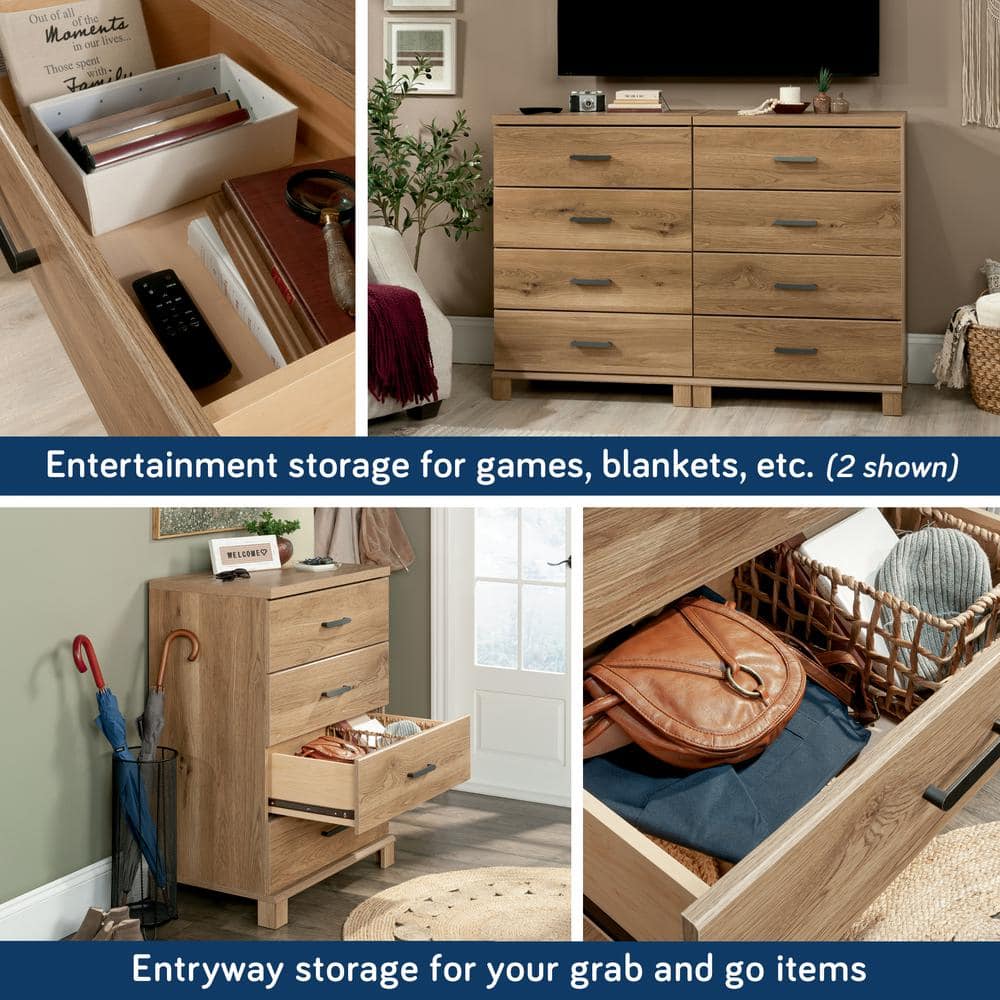 Timber Oak 4-Drawer Chest with Metal Handles