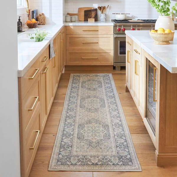 Machine Washable Rug with Standard Pad-Hendesi Heriz Abalone 2 ft. x 7 ft. Area Rug