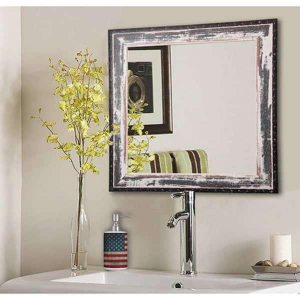 Unbranded 16 in. W x 16 in. H Framed Square Bathroom Vanity Mirror in Ivory