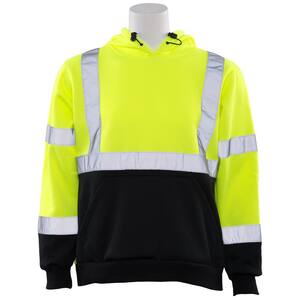 W377 5X Hi Viz Lime/Black Bottom Poly Hooded Pullover Sweatshirt