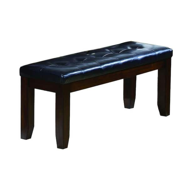 Benjara 48 in. Black and Brown Backless Bedroom Bench with Tufted Seat