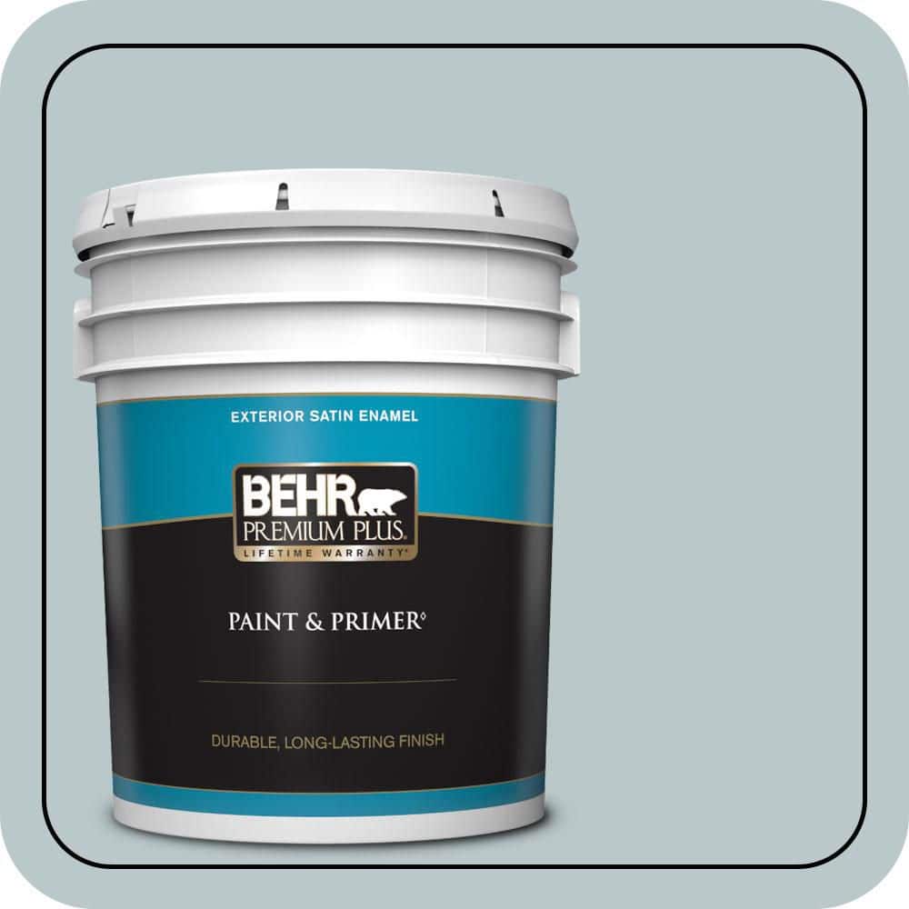 BEHR PREMIUM PLUS 5 Gal. #N470-2A Dusted Blue Satin Enamel Exterior ...