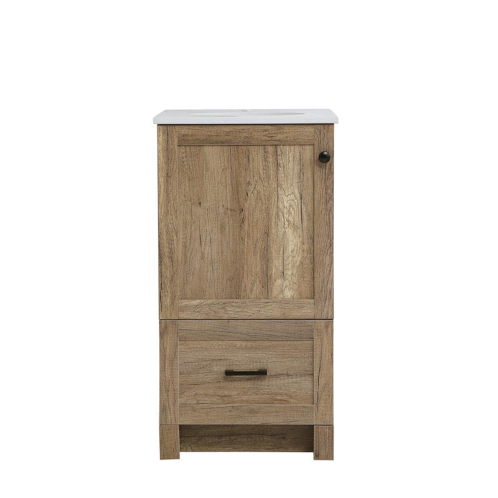 Simply Living 18 in. Single Bathroom Vanity in Natural Oak with Quartz Vani