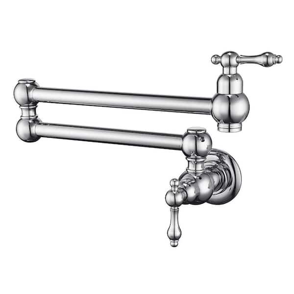 Commercial Wall Mount Kitchen Pot Filler Faucet with Single Handle in Chrome