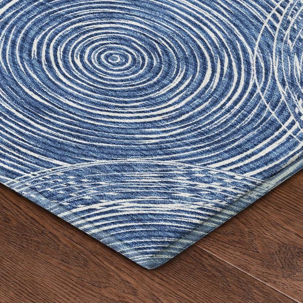 Mayfield Premium Machine Washable Abstract AMF2534 Navy 2 ft. x 3 ft. Accent Rug