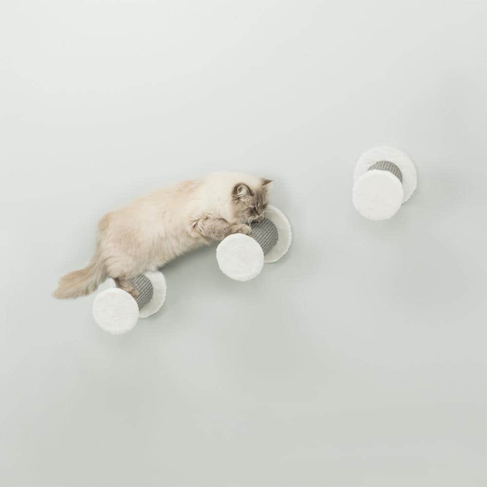 Gray Sisal and Plush Wall Mount Cat Perch Set