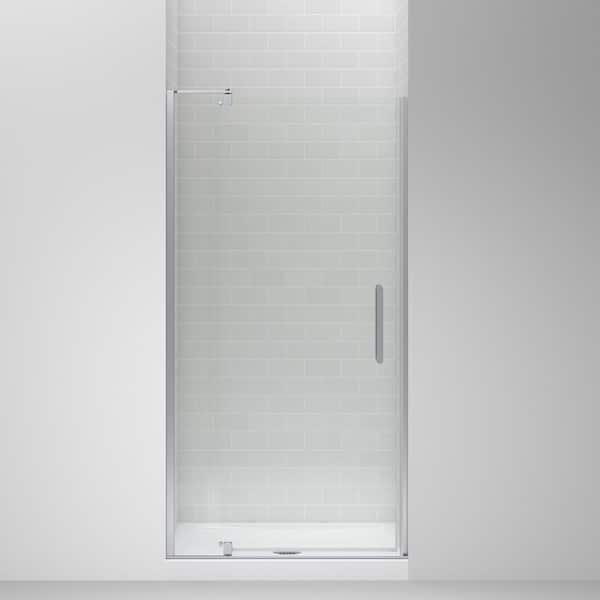 Echelon 36 in. W x 70 in. H Frameless Pivot Shower Door in Bright Polished Silver with Clear Glass