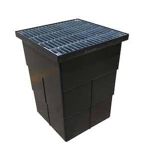 18 in. Storm Water Pit and Catch Basin for Modular Trench and Channel Drain Systems with Galvanized Steel Grate