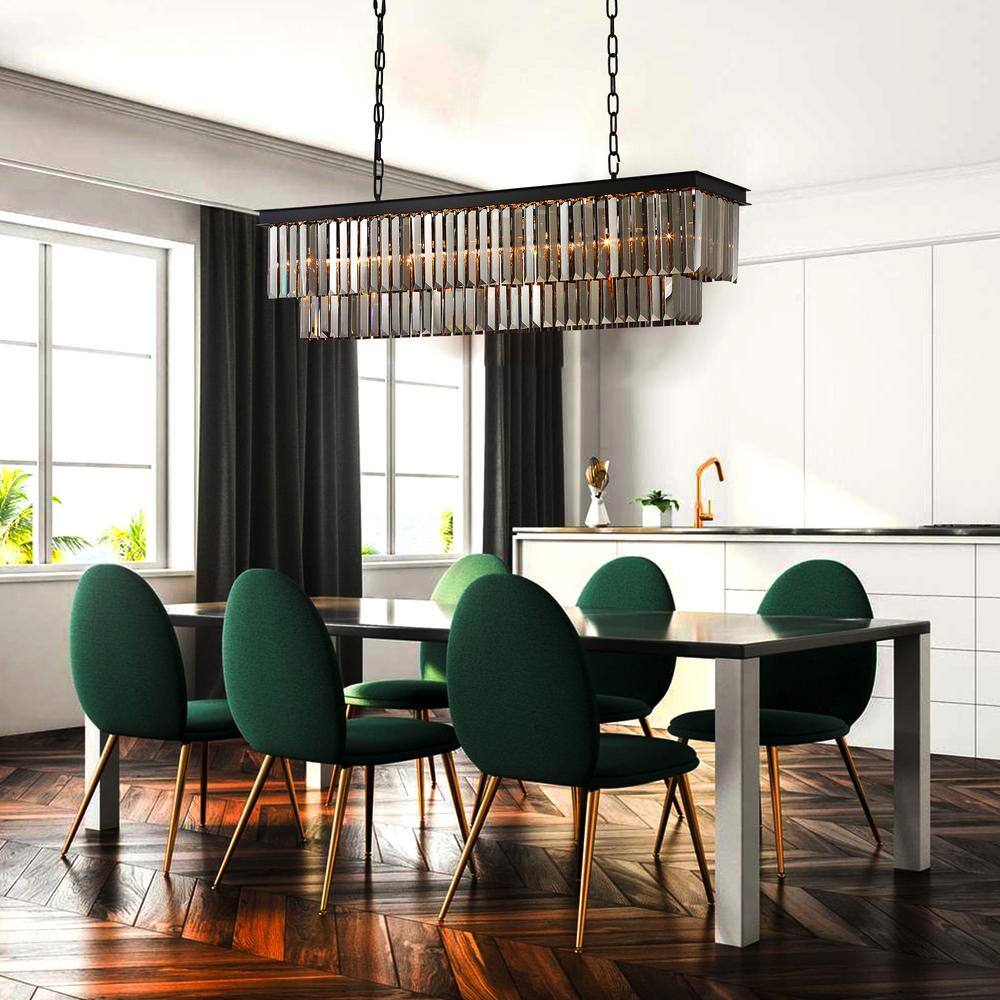 40-Inch Black and Smoky Crystal 2-Tier Chandelier