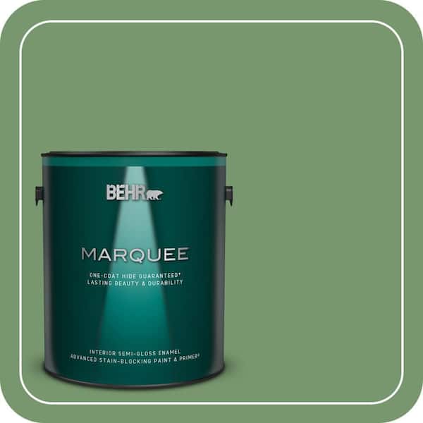 BEHR MARQUEE 1 gal. #PPU11-03 Botanical Green One-Coat Hide Semi-Gloss Enamel Interior Paint & Primer