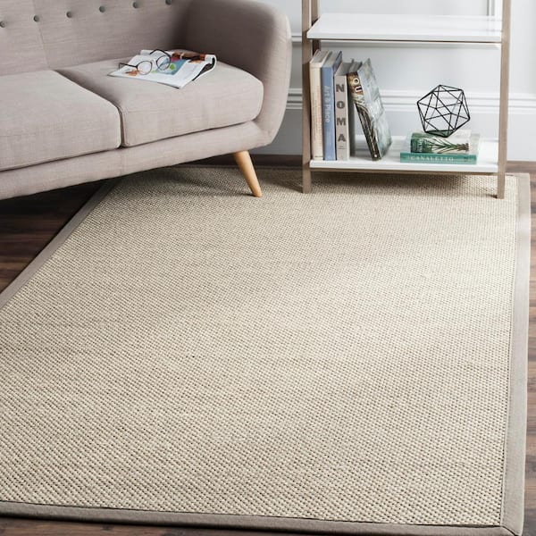 Natural Fiber Marble/Khaki 9 ft. x 12 ft. Border Area Rug