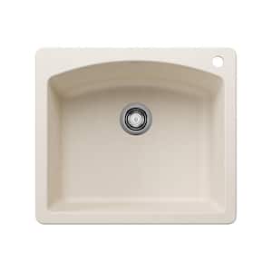 DIAMOND 25 in. Drop-In/Undermount Single Bowl Soft White Granite Composite Kitchen Sink
