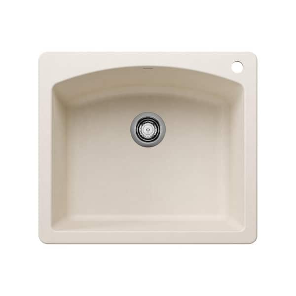 Blanco DIAMOND 25 in. Drop-In/Undermount Single Bowl Soft White Granite Composite Kitchen Sink