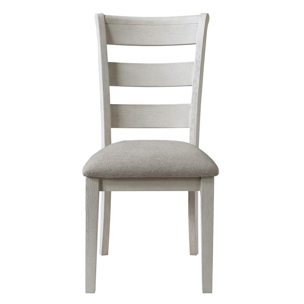 Ivory Ladderback Upholstered Wood Side Chair with Memory Foam Seat