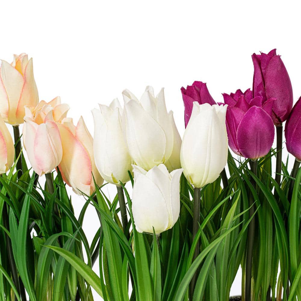 10.5" Assorted Artificial Tulips in Metal Pots Set