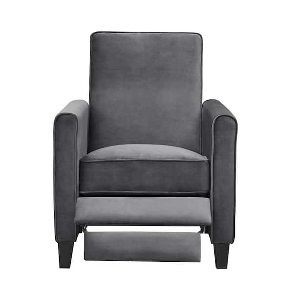 HOMESTOCK Gray Microfiber, Push back Recliner Chairs, Breathable Linen Recliner with Adjustable Footrest, Small Recliners