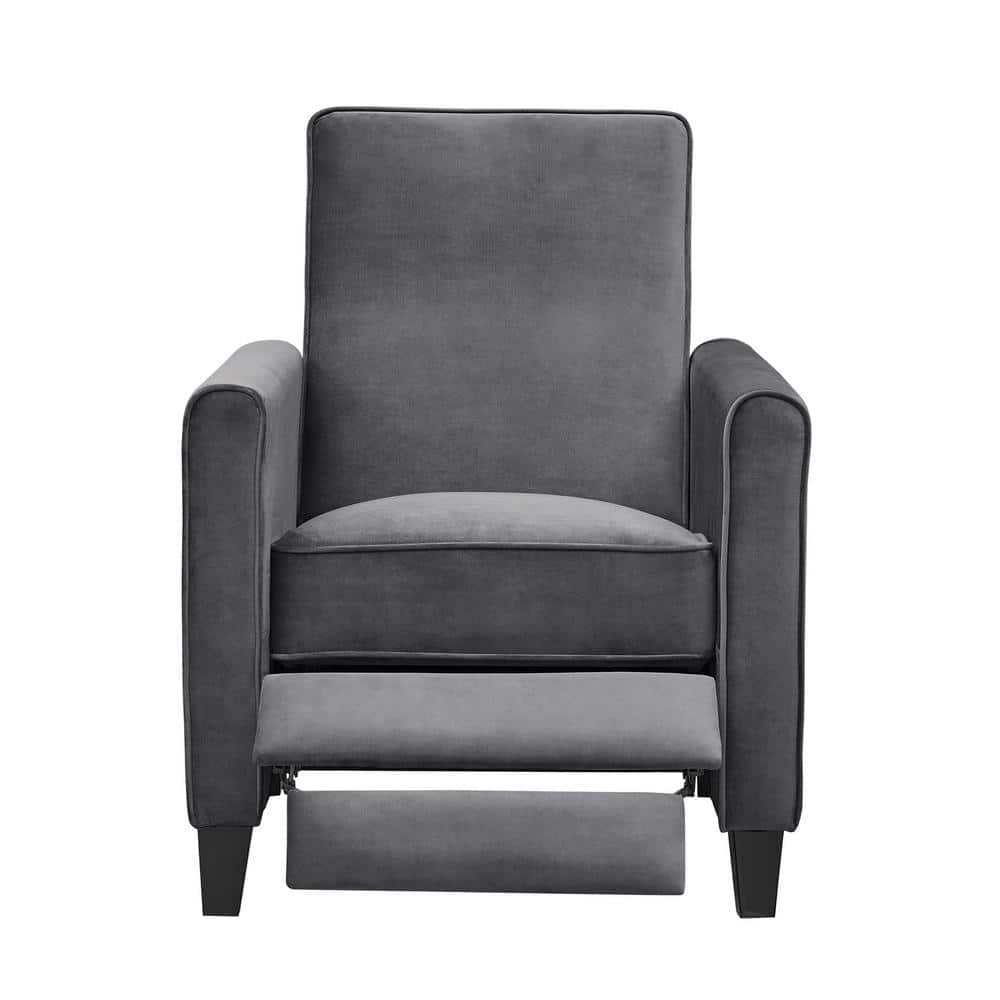HOMESTOCK Gray Microfiber, Push Back Recliner Chairs, Breathable Linen