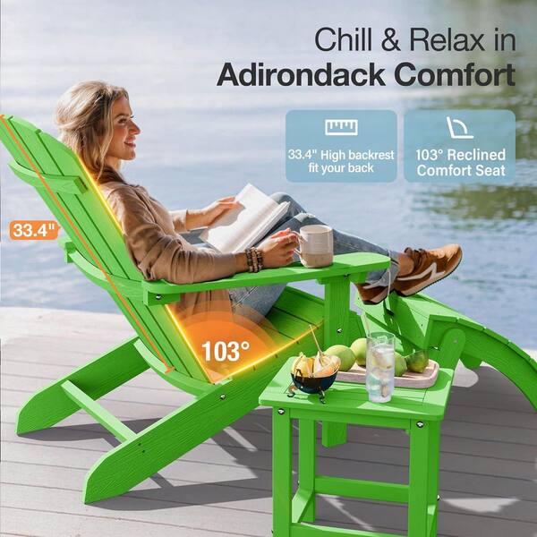 Mximu Classic Lime Green HIPS Plastic Outdoor Patio Adirondack