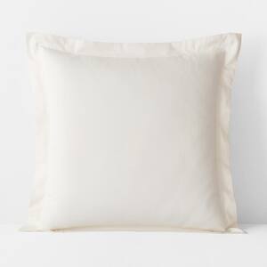 Ivory Solid 300-Thread Count Rayon Made From Bamboo Cotton Sateen Euro Sham