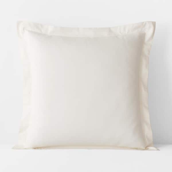 The Company Store Ivory Solid 300-Thread Count Rayon Made From Bamboo Cotton Sateen Euro Sham