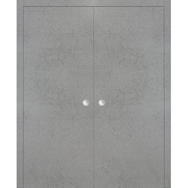 Planum 0010 72 in. x 96 in. Flush Concrete Finished Wood Sliding Door with Double Pocket Hardware