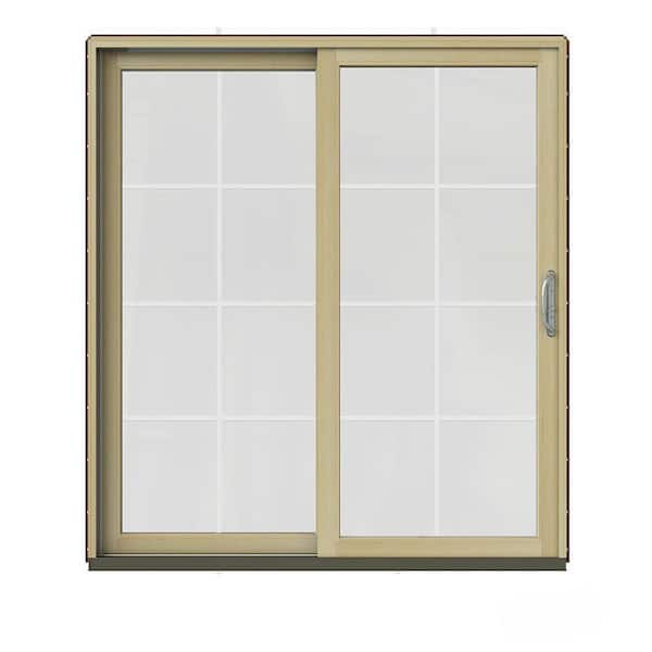 JELD-WEN 72 in. x 80 in. W-2500 Contemporary Red Clad Wood Left-Hand 8 Lite Sliding Patio Door w/Unfinished Interior