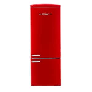 Classic Retro 28 in. 16.7 cu. ft. Frost Free Bottom Freezer Fridge in Candy Apple Red, Energy Star