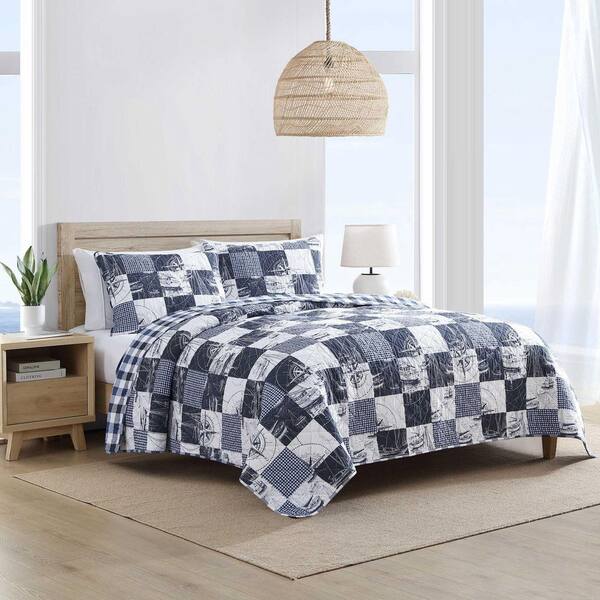 Nautica Sailors Patchwork Reversible 3-Piece White/Dark Blue