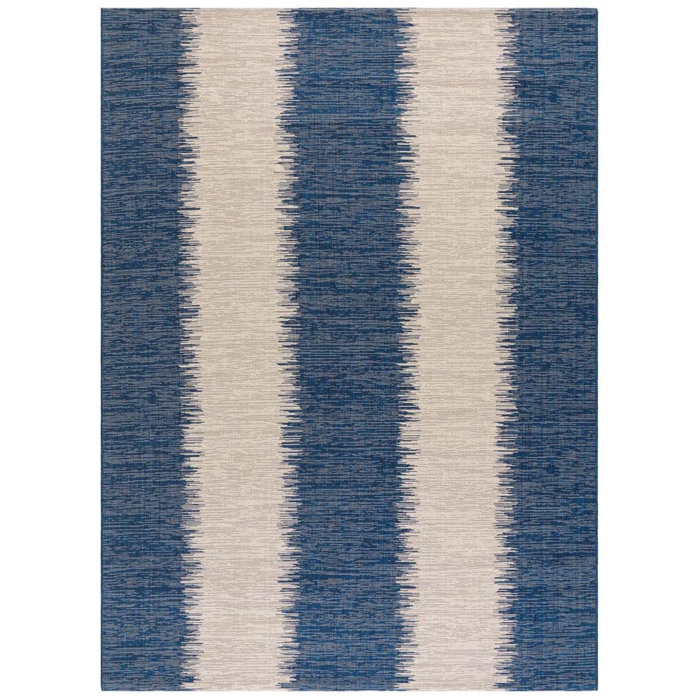 Courtyard Beige/Navy 8 ft. x 11 ft. Striped Modern Indoor/Outdoor Area Rug price history on PriceWatchPro