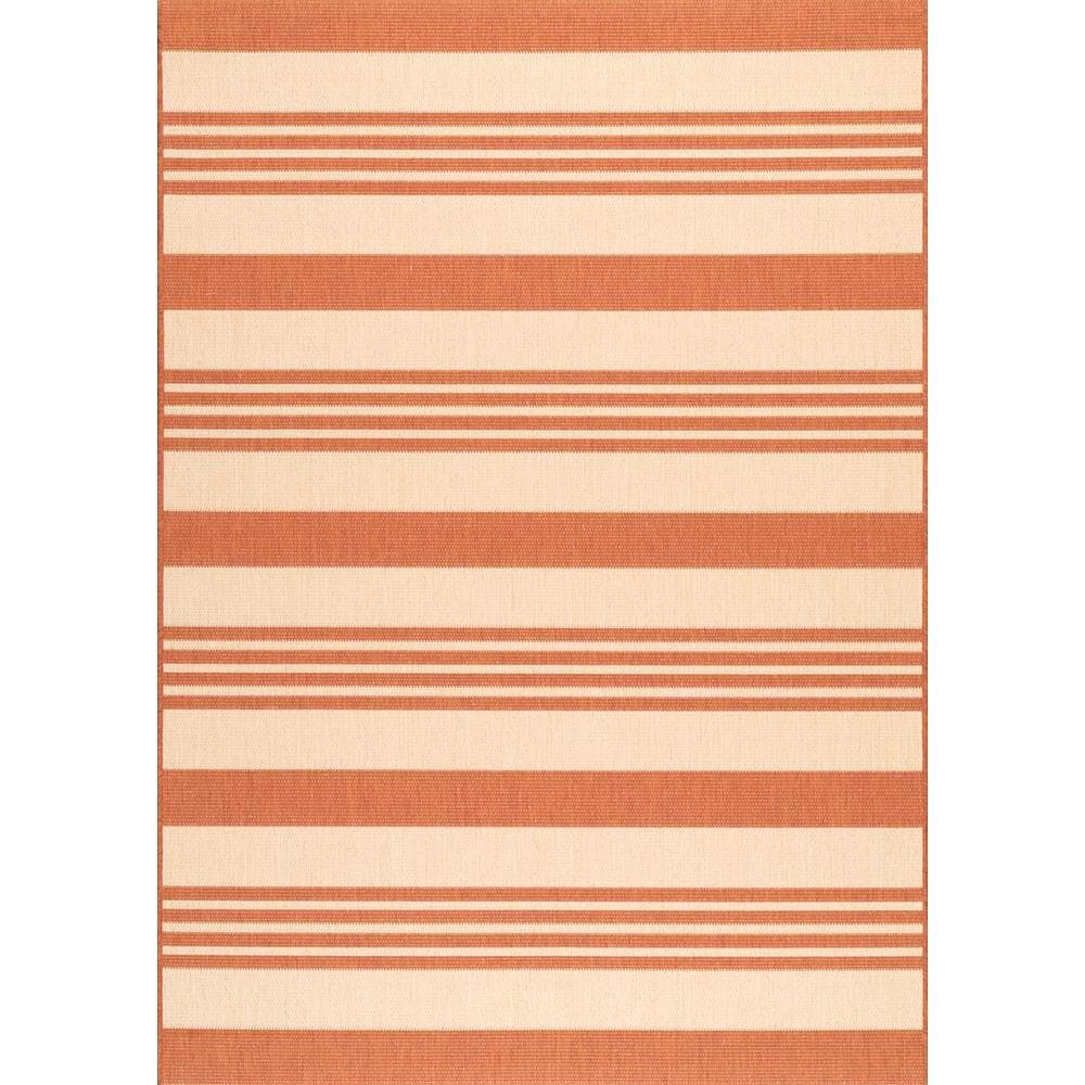 Terracotta Stripe Reversible Synthetic 6'3" x 9'2" Area Rug