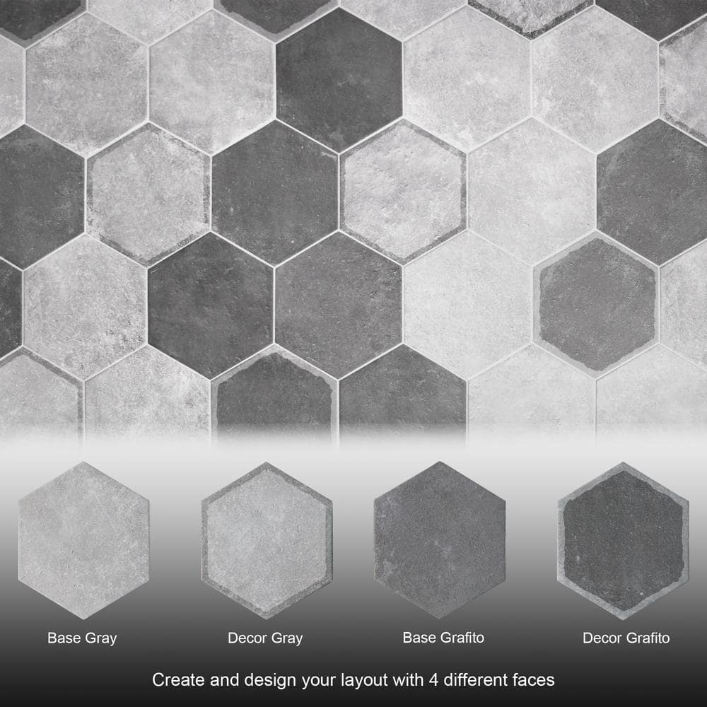 Dakota Hexagon Matte Gray Porcelain Wall and Floor Tile