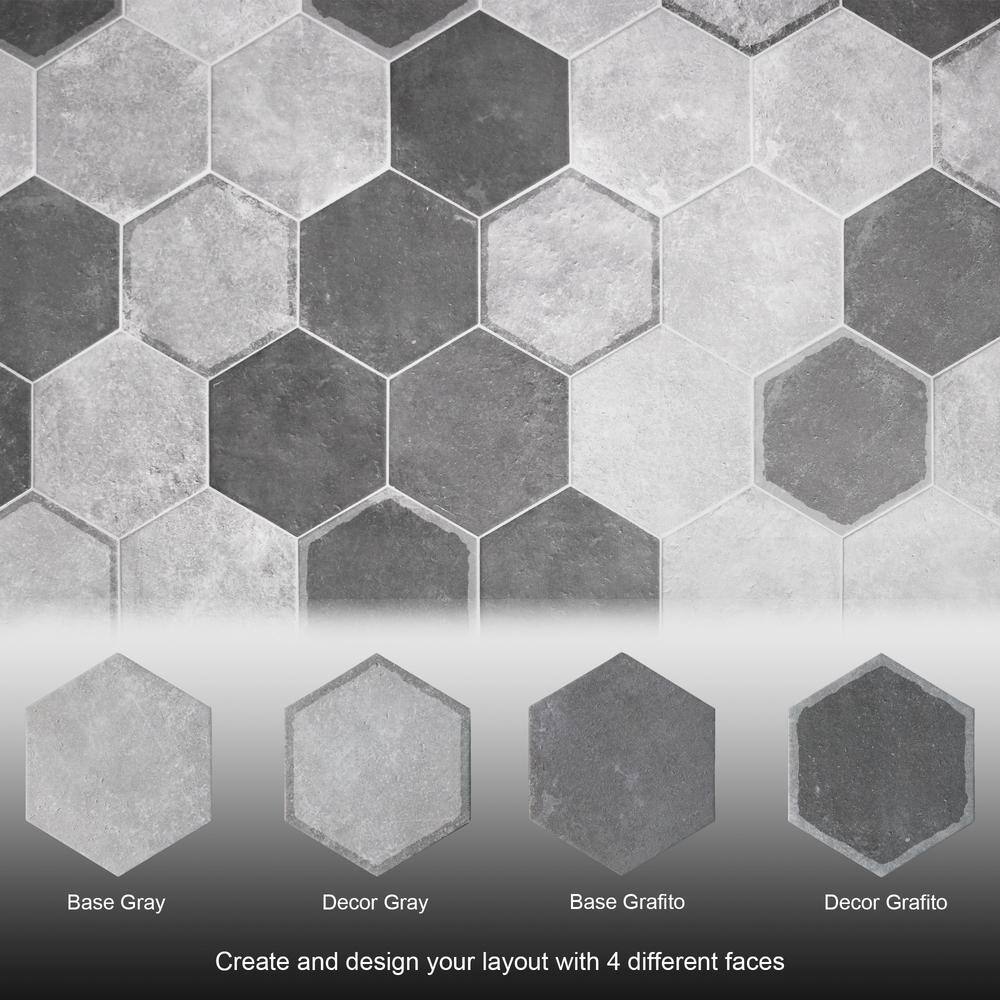 Décor Gray Hexagon Porcelain Wall & Floor Tile