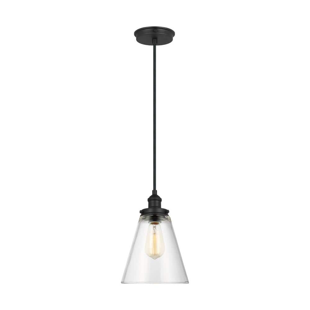 Baskin Cone 1-Light 8.5 in. Matte Black Modern Contemporary Pendant Light with Clear Glass Shade price history on PriceWatchPro